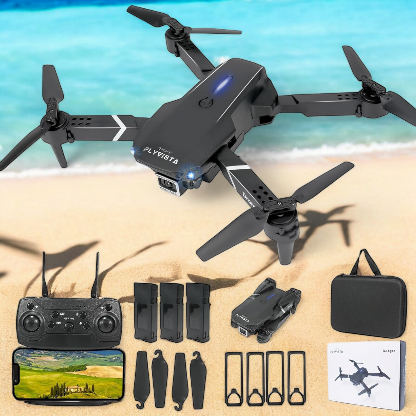 "Mini Drone con Cámara 1080P para Niños y Adultos - Control WiFi, 3 Baterías, Despegue y Aterrizaje Automático, Modo Sin Cabeza, Giros 360°, Velocidades Ajustables, Estuche Incluido - Ideal para Principiantes y Regalo Perfecto"